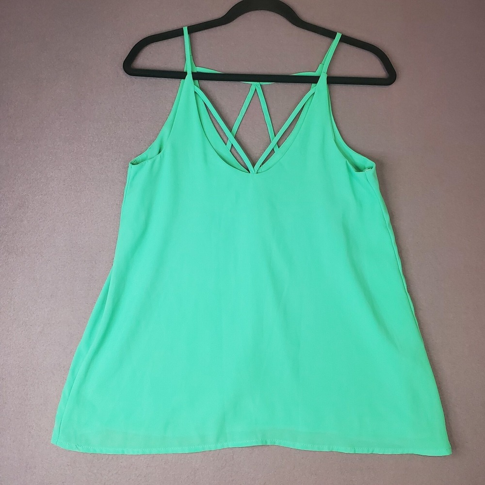 She + Sky‎ Green Strappy Tank Top S Lightweight Staple Piece Career Wear Fairy